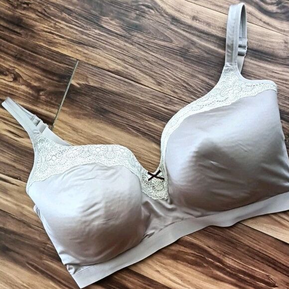 Cacique Lane Bryant Bra Size 44H Light Purple Modern LL Longline Ornate Lace - Picture 1 of 7